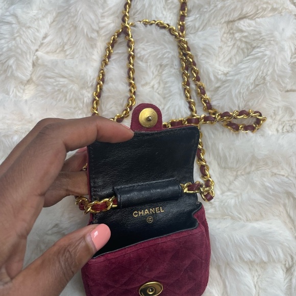 Rare Vintage Chanel Nano Velvet Flap Bag - Picture 11 of 12
